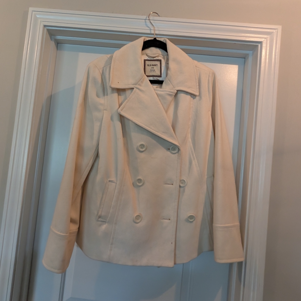 Old Navy Cream Double-Breasted Pea Coat